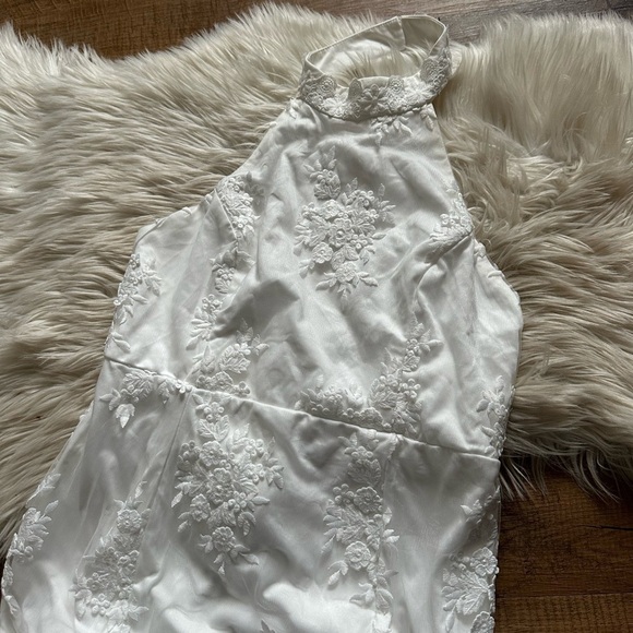 LULU’S Dreamy Glamour White Embroidered Halter Mermaid Maxi Dress - Picture 10 of 11